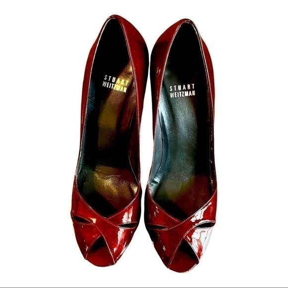 Stuart Weitzman Red Heels In Stunning Glossy Red Size 9M - Picture 2 of 7
